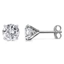 Four-prong martini-set round diamond stud earrings in white gold