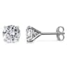 Four-prong martini-set round diamond stud earrings in white gold