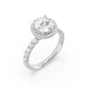 Round brilliant halo engagement ring with a pave band